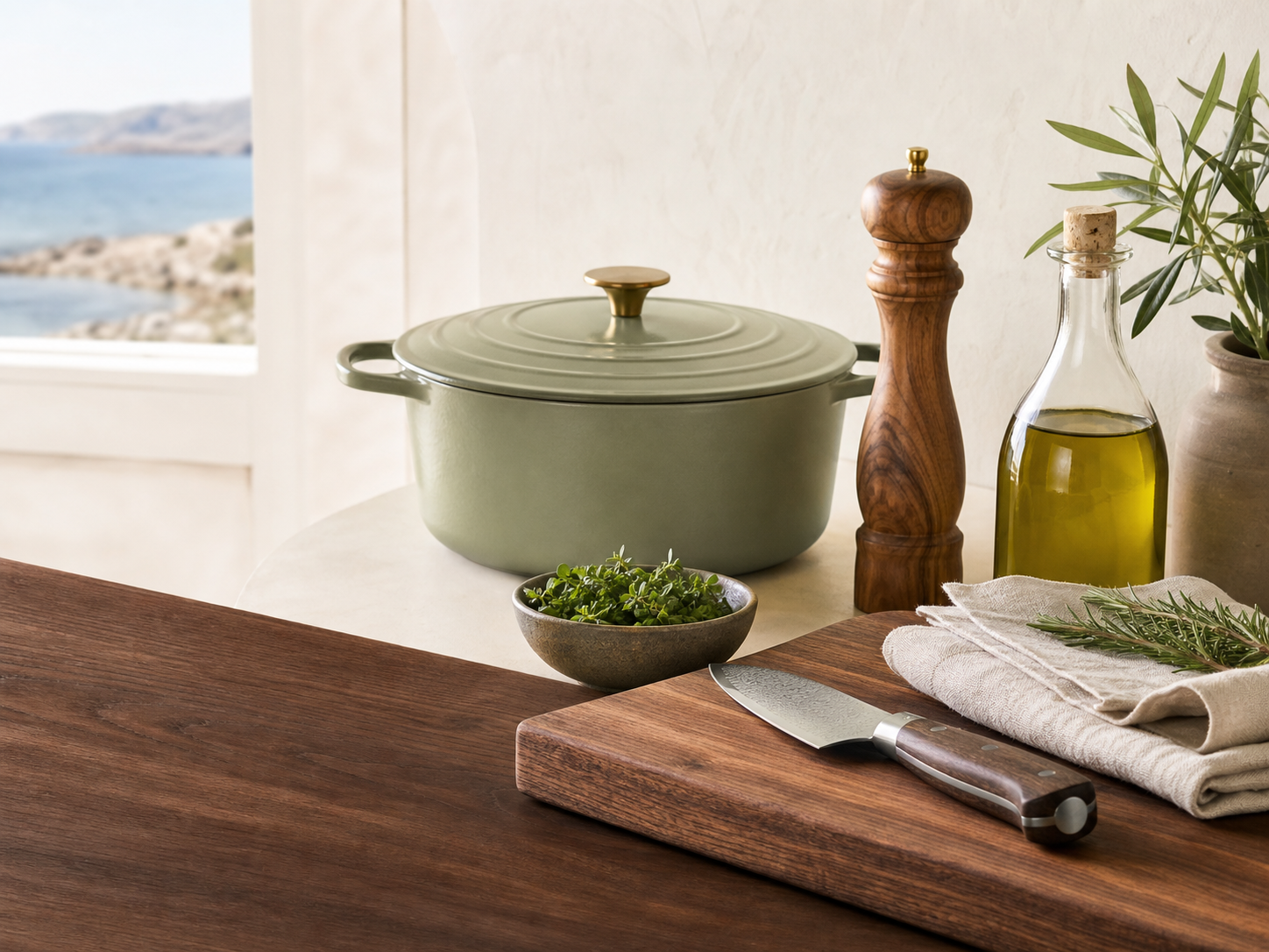 Durable cookware and kitchen tools arranged on a counter